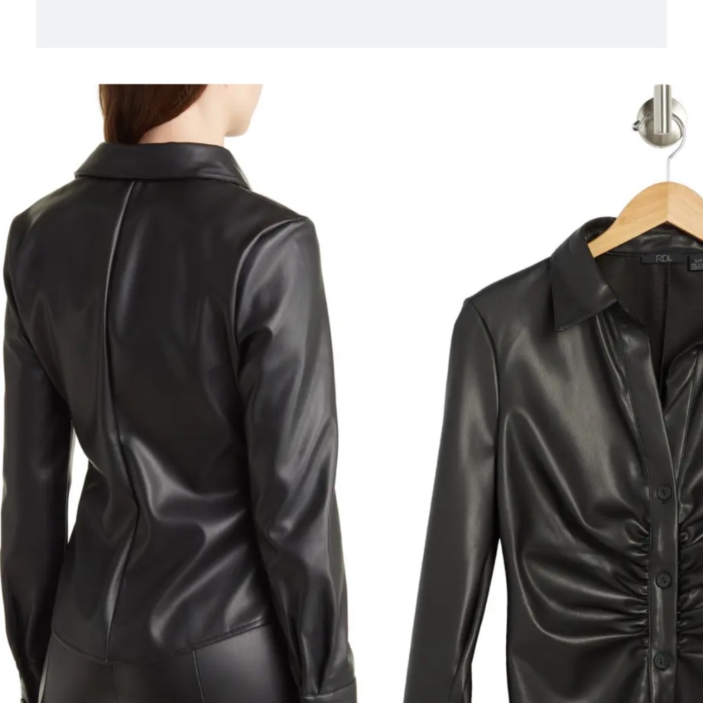 Faux Leather Ruched Front Top - Picture 5 of 5